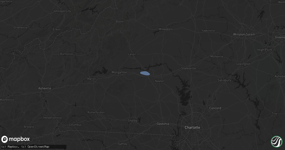 Hail map in Hildebran, NC on August 17, 2026