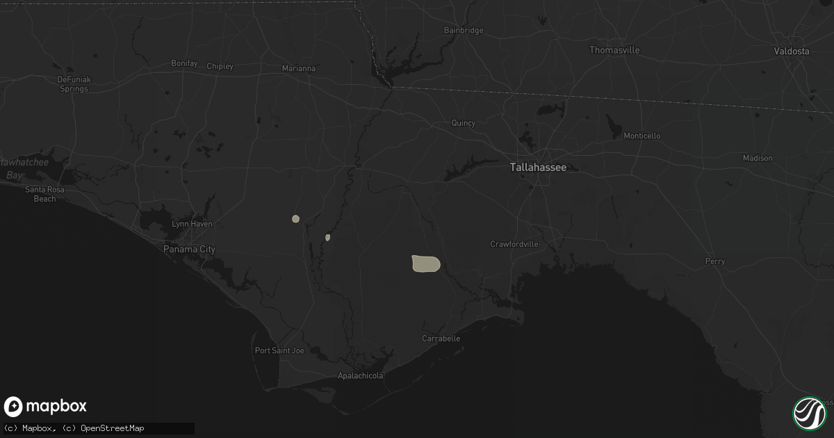 Hail map in Hosford, FL on August 17, 2026