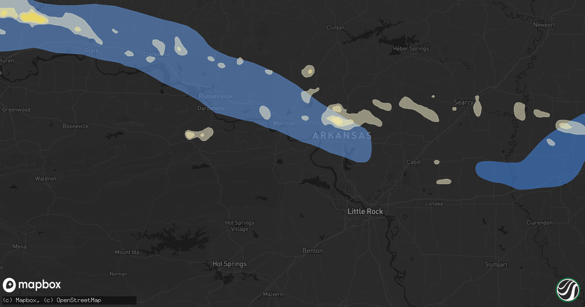 Hail map in Houston, AR on August 17, 2026