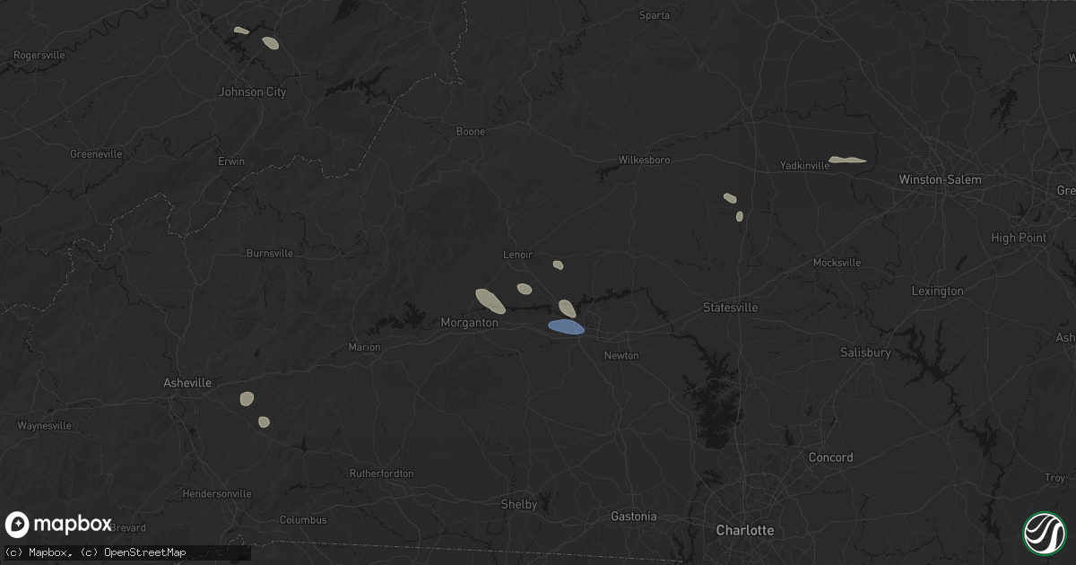 Hail map in Hudson, NC on August 17, 2026