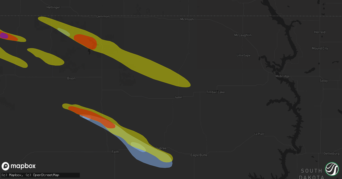 Hail map in Isabel, SD on August 17, 2026