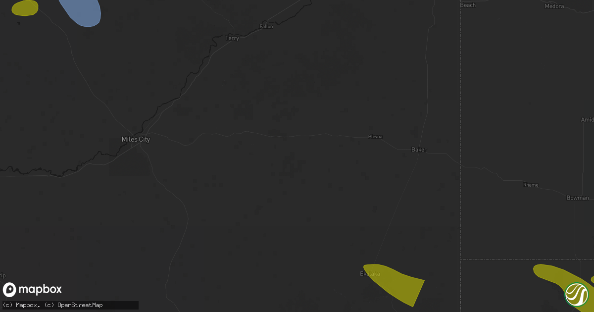 Hail map in Ismay, MT on August 17, 2026