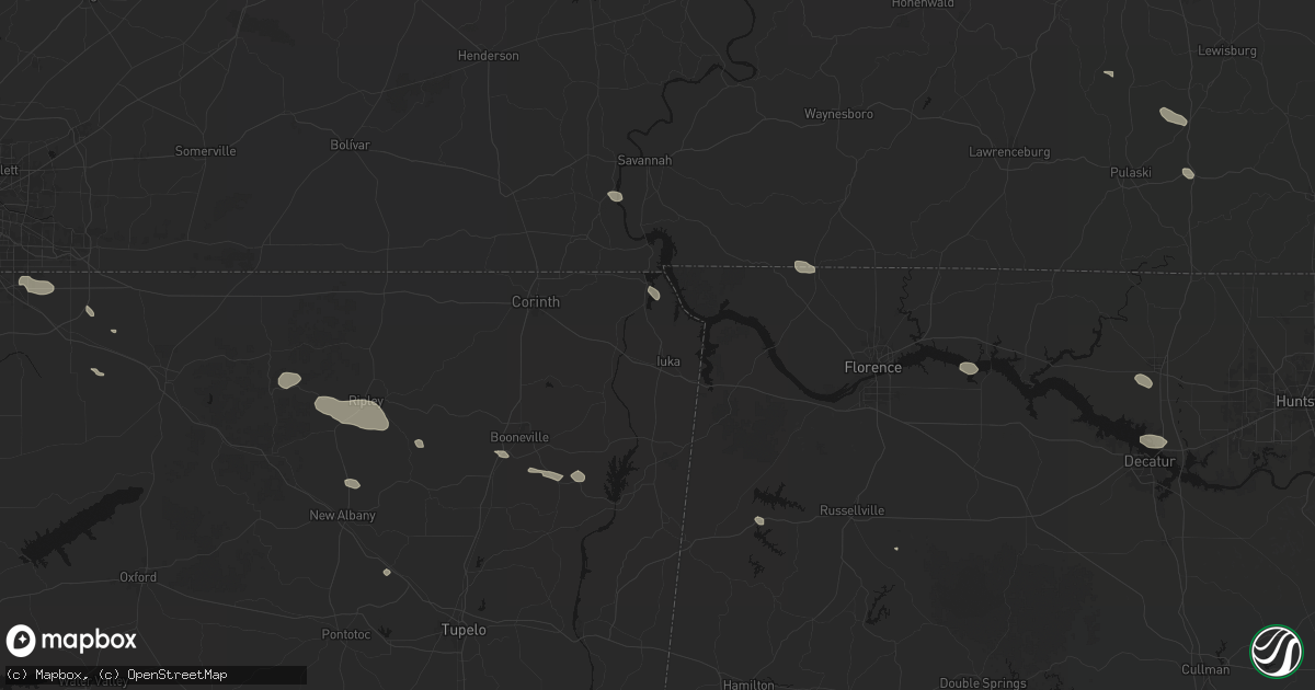 Hail map in Iuka, MS on August 17, 2026