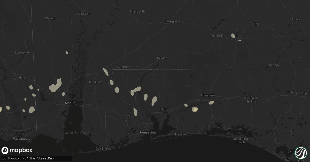 Hail map in Jay, FL on August 17, 2026