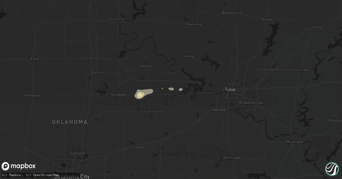 Hail map in Jennings, OK on August 17, 2026