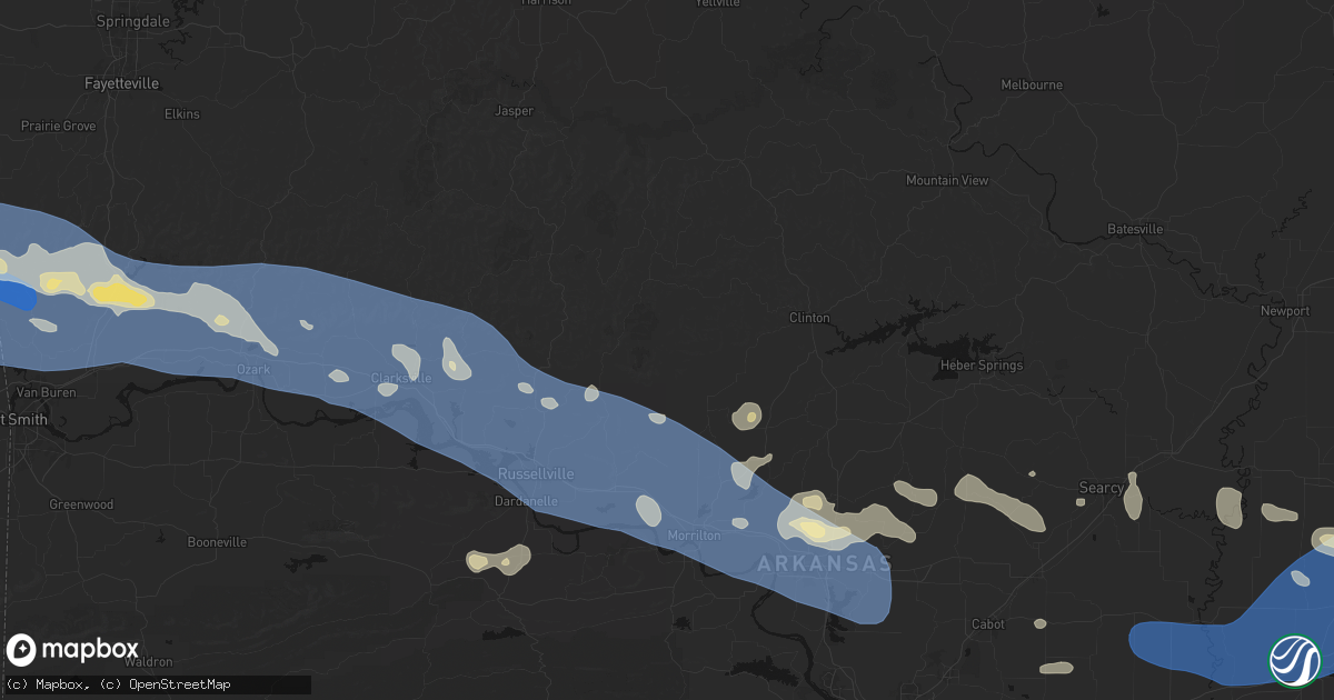 Hail map in Jerusalem, AR on August 17, 2026