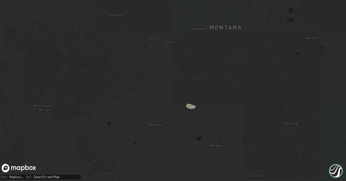 Hail map in Judith Gap, MT on August 17, 2026