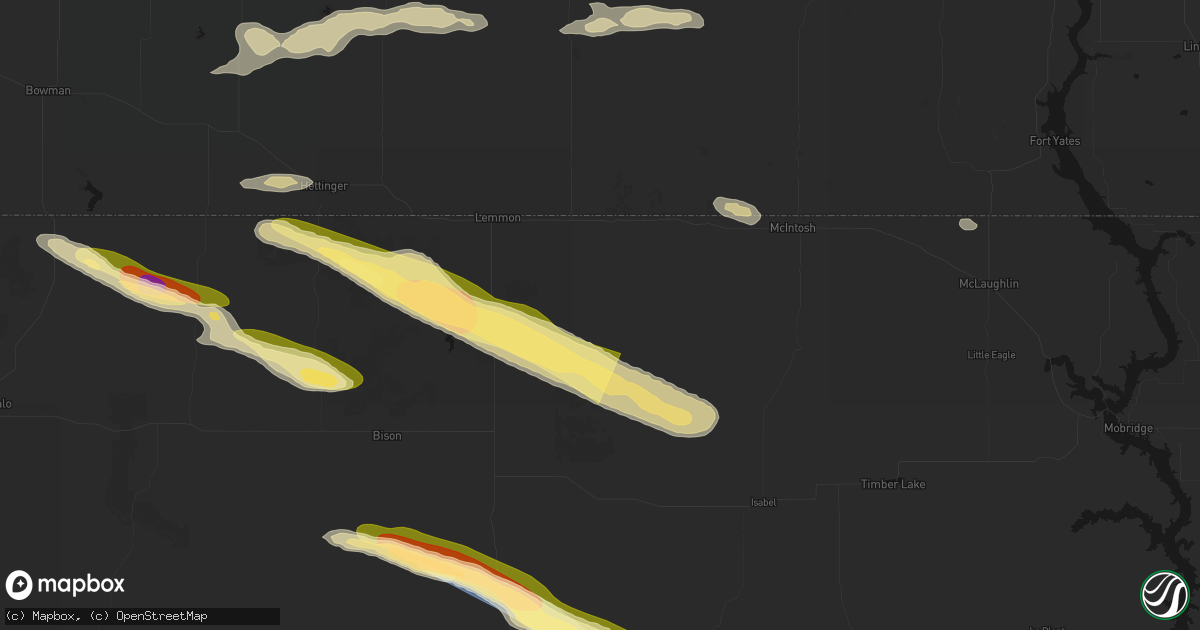 Hail map in Keldron, SD on August 17, 2026
