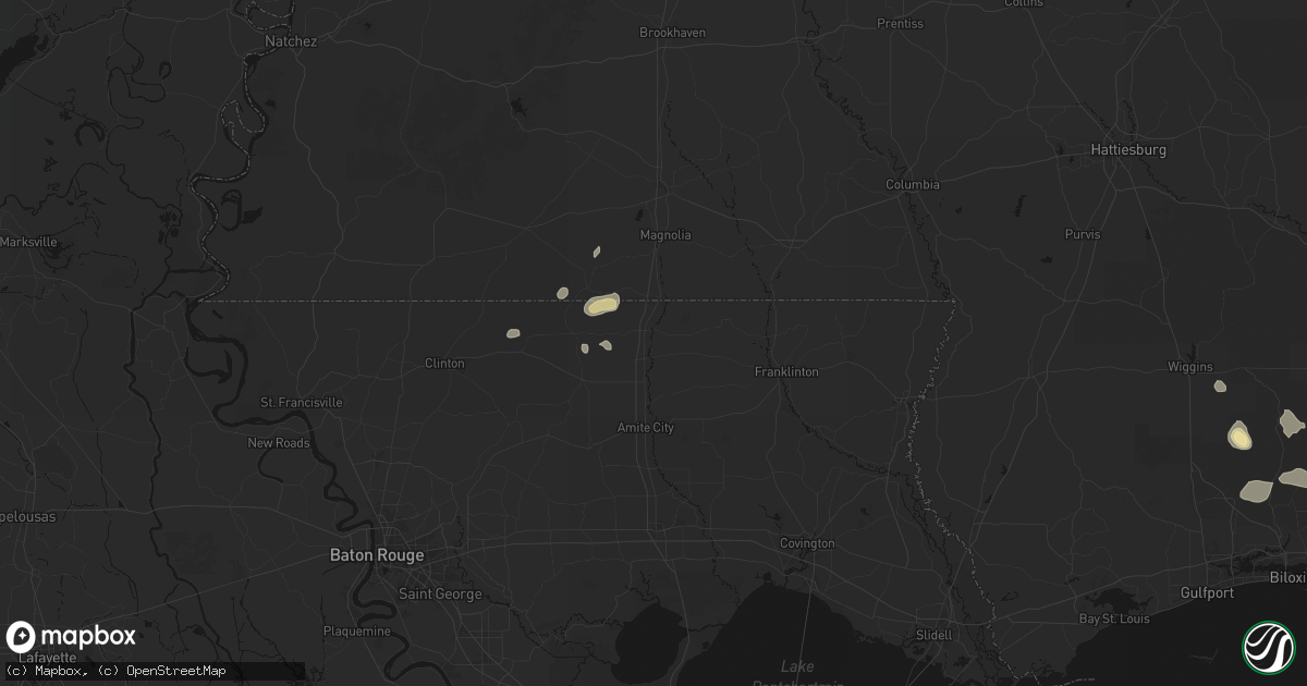 Hail map in Kentwood, LA on August 17, 2026