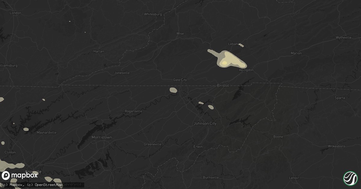 Hail map in Kingsport, TN on August 17, 2026