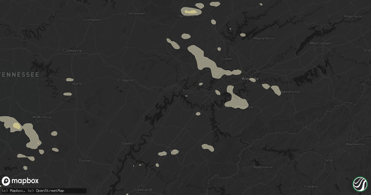 Hail map in Kingston, TN on August 17, 2026