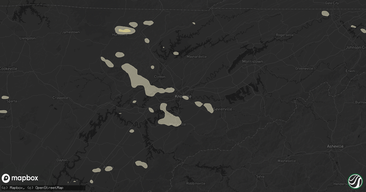 Hail map in Knoxville, TN on August 17, 2026
