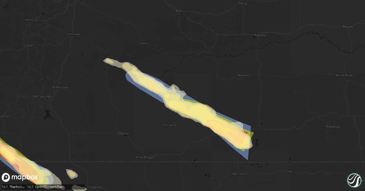 Hail map in Kyle, SD on August 17, 2026