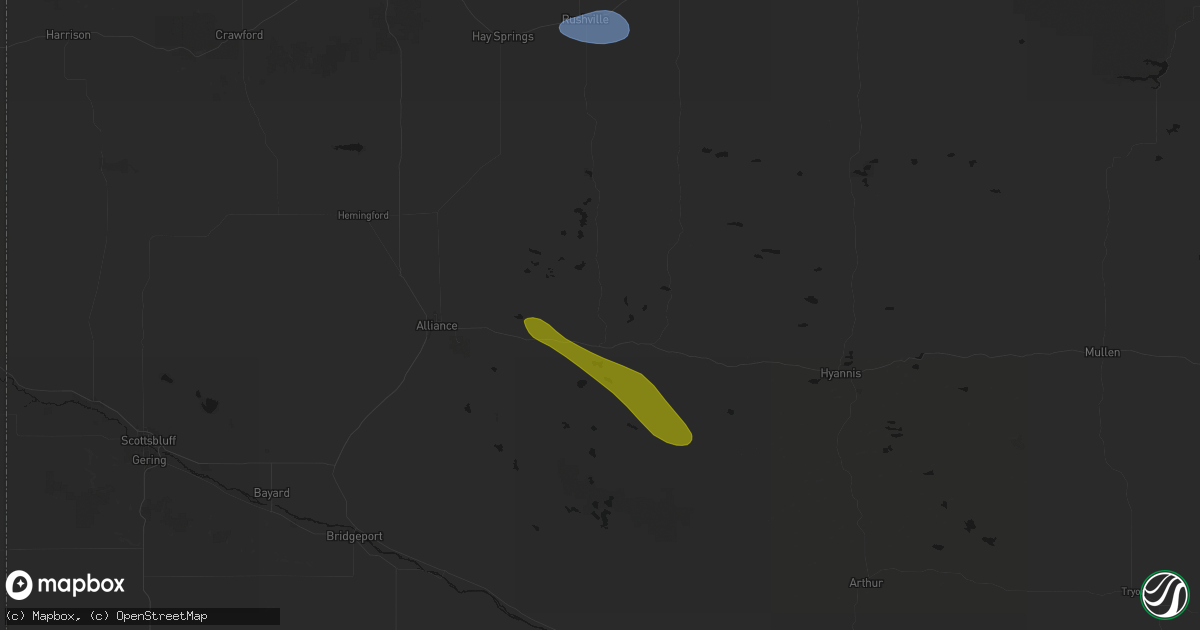 Hail map in Lakeside, NE on August 17, 2026