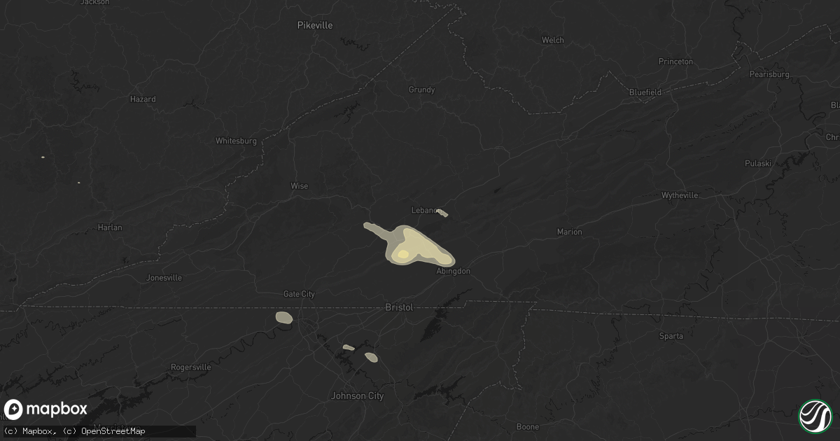 Hail map in Lebanon, VA on August 17, 2026