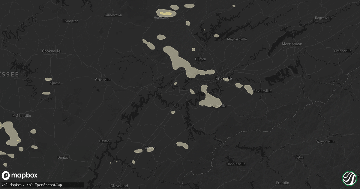 Hail map in Lenoir City, TN on August 17, 2026