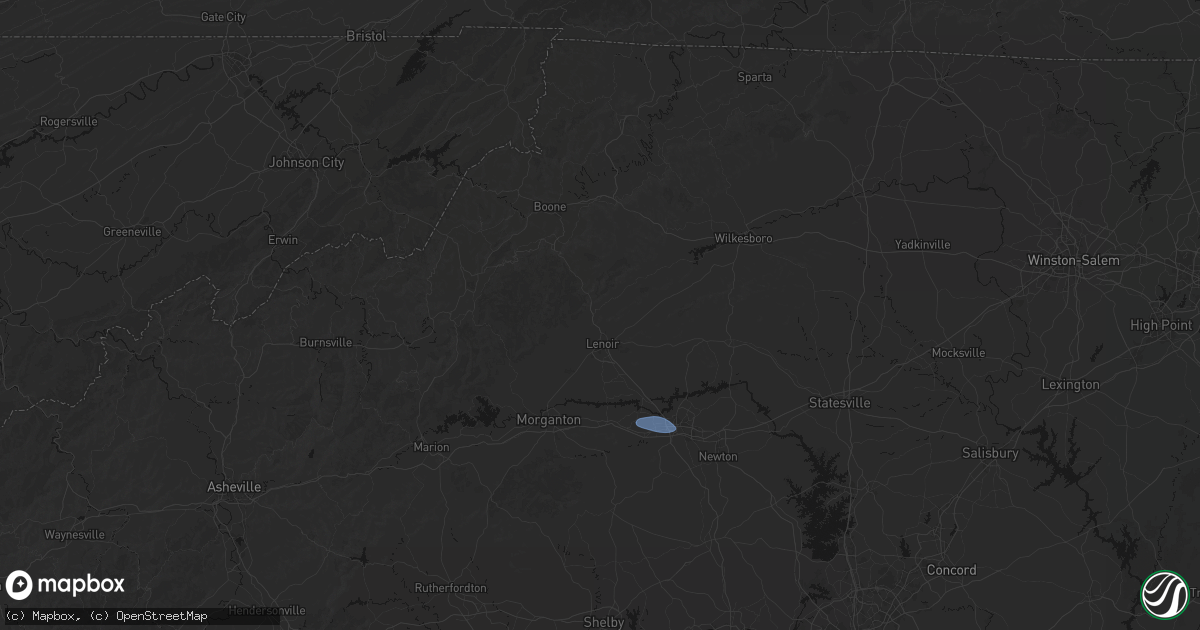 Hail map in Lenoir, NC on August 17, 2026