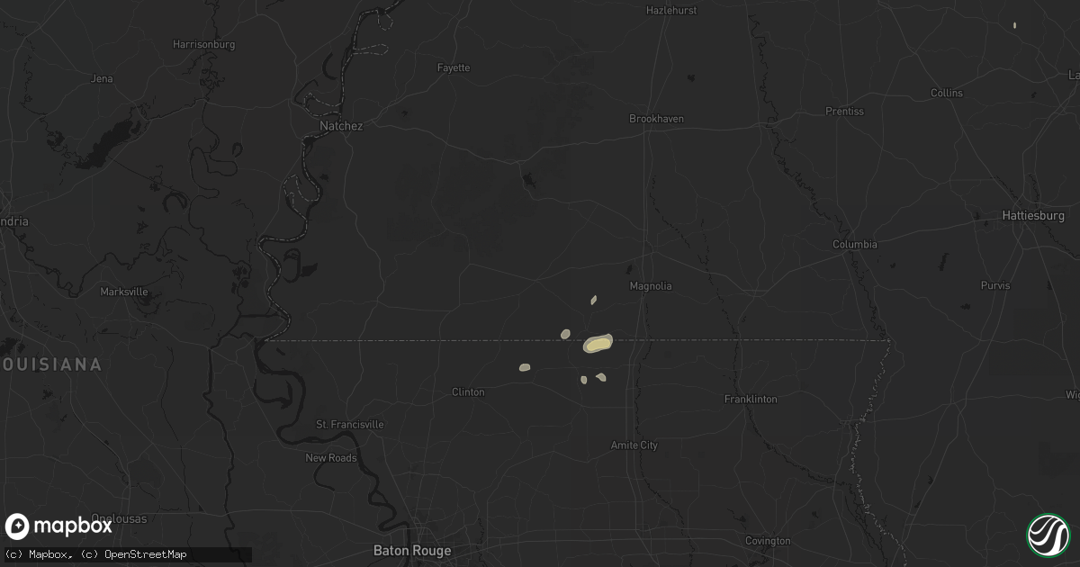 Hail map in Liberty, MS on August 17, 2026