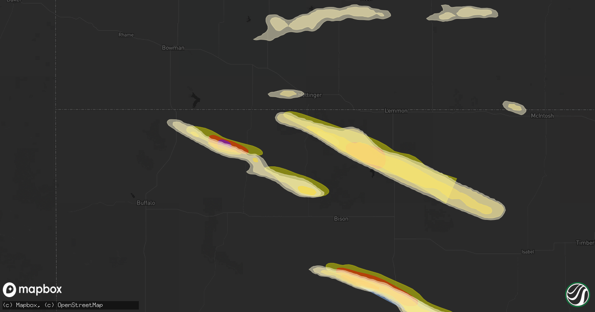 Hail map in Lodgepole, SD on August 17, 2026