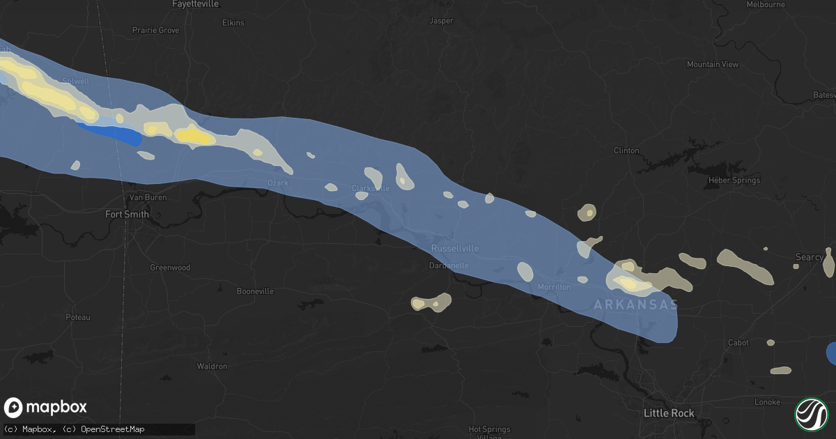 Hail map in London, AR on August 17, 2026