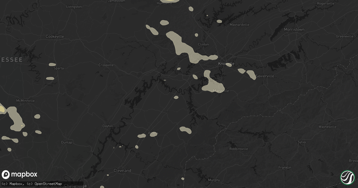 Hail map in Loudon, TN on August 17, 2026