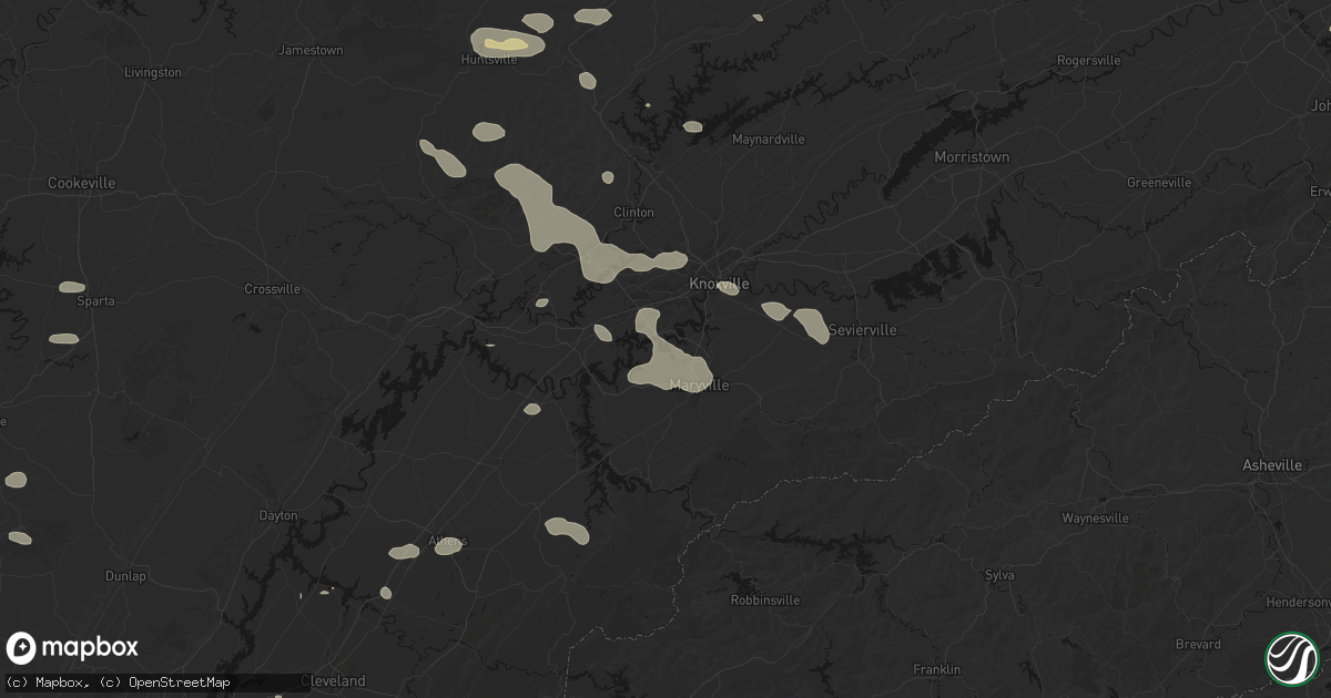 Hail map in Louisville, TN on August 17, 2026