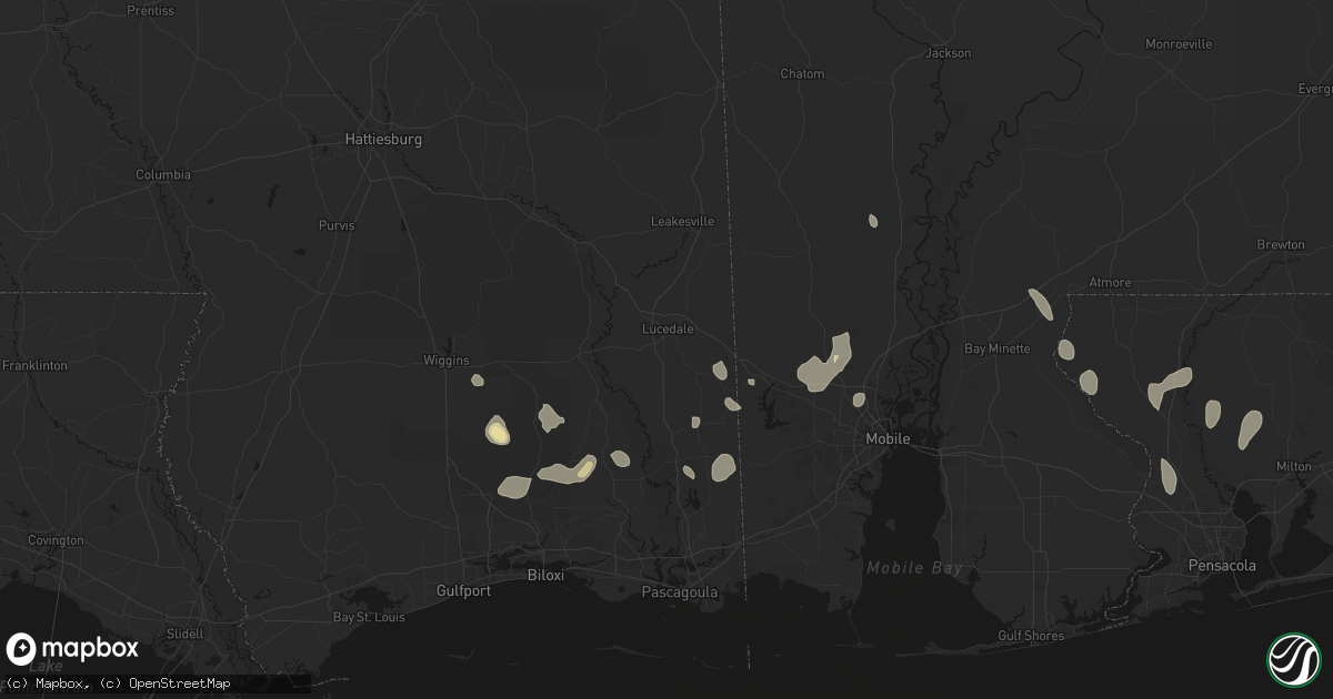 Hail map in Lucedale, MS on August 17, 2026