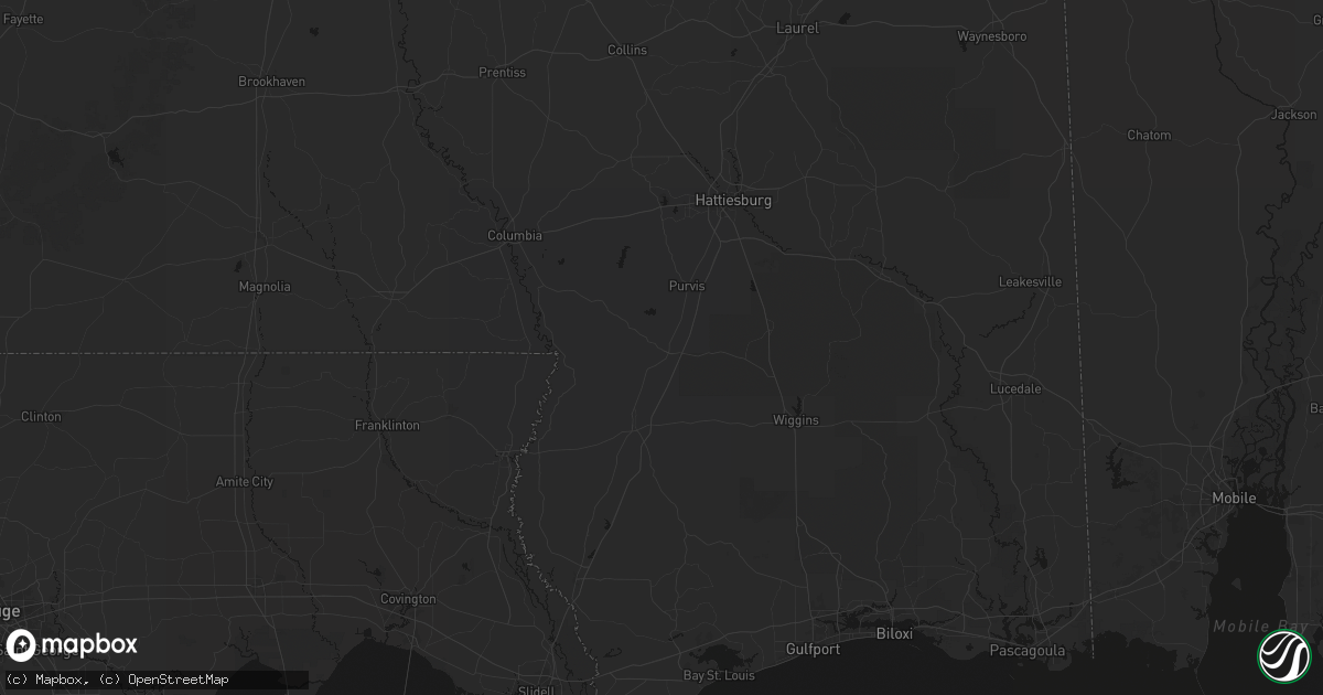 Hail map in Lumberton, MS on August 17, 2026