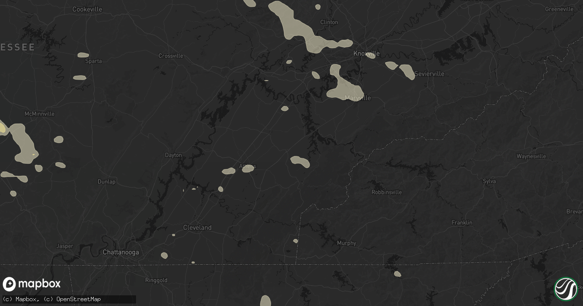 Hail map in Madisonville, TN on August 17, 2026