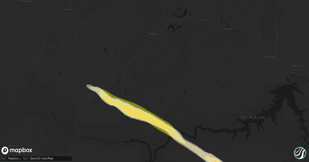 Hail map in Malta, MT on August 17, 2026