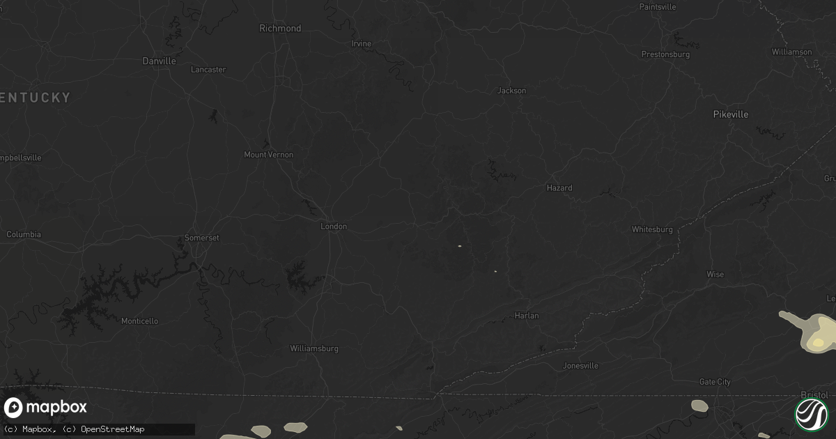 Hail map in Manchester, KY on August 17, 2026