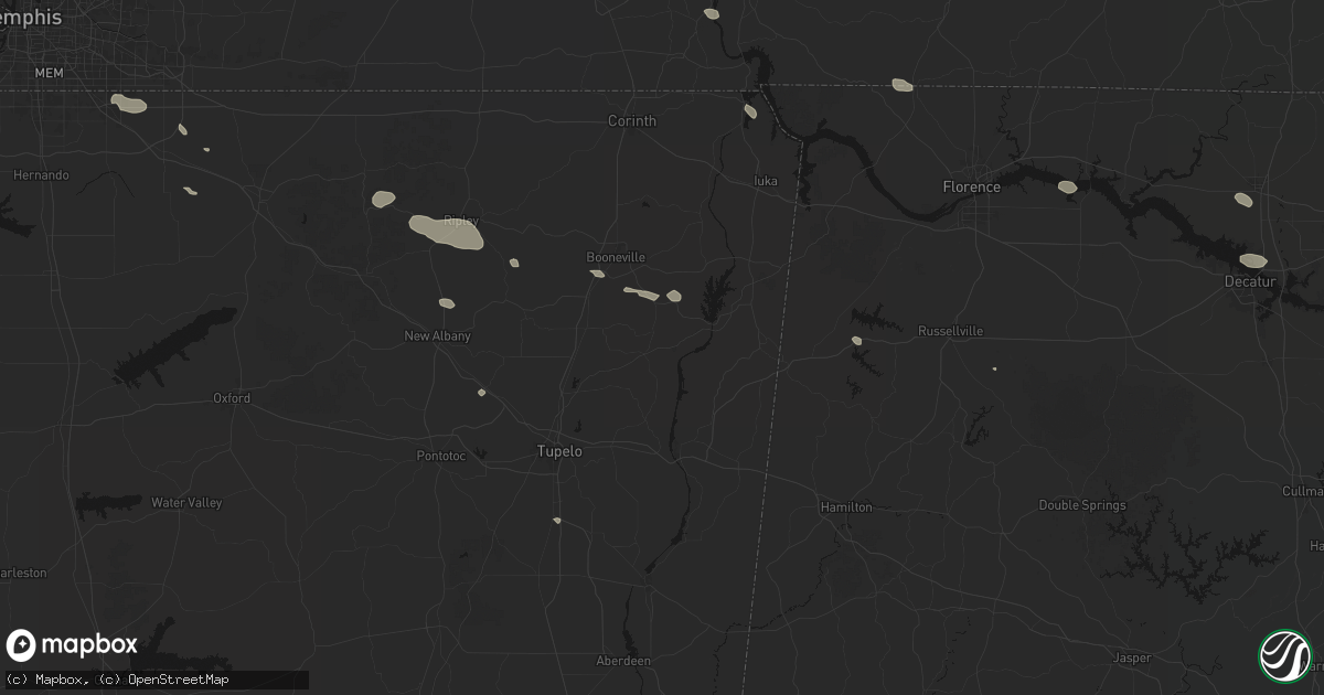 Hail map in Marietta, MS on August 17, 2026