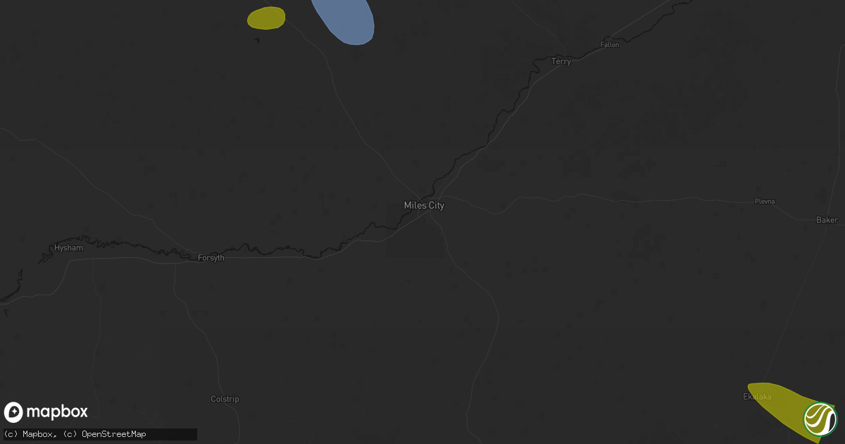 Hail map in Miles City, MT on August 17, 2026