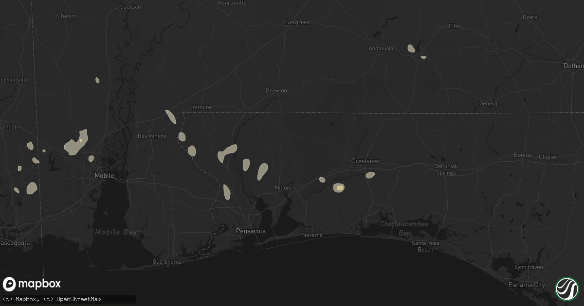 Hail map in Milton, FL on August 17, 2026