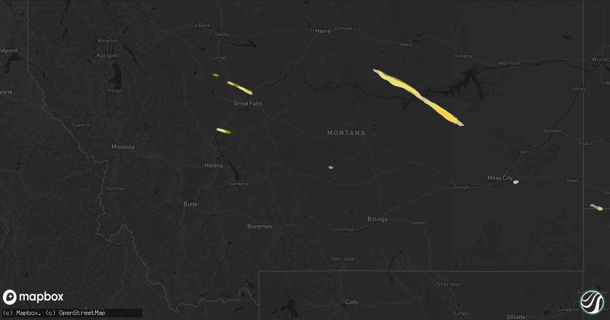 Hail map in Montana on August 17, 2026
