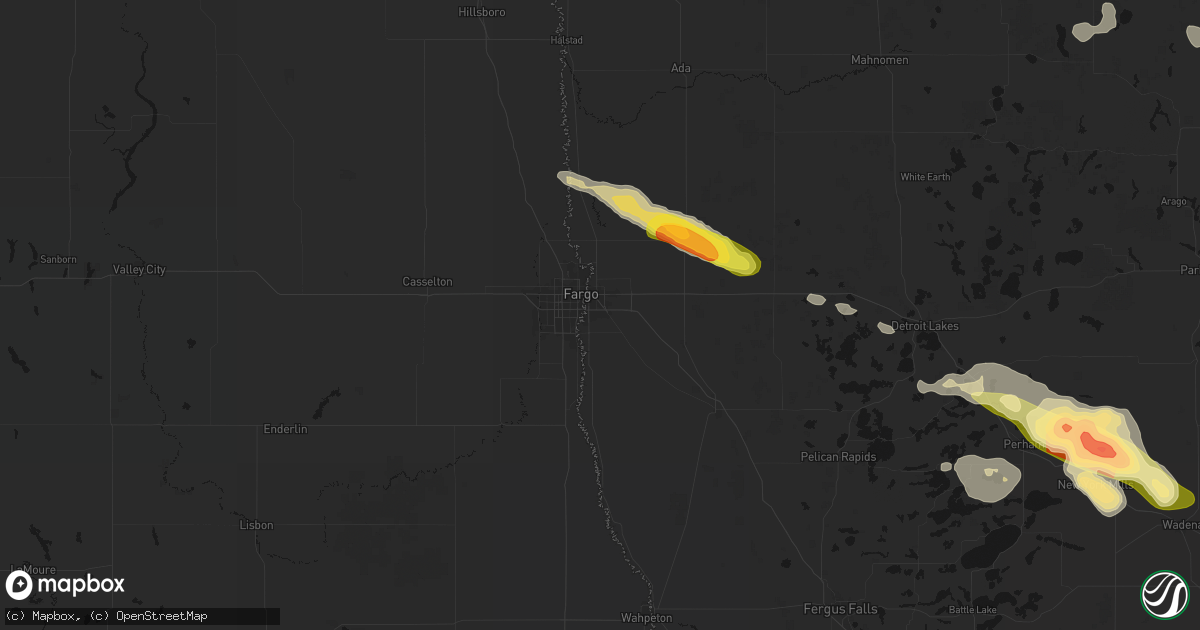 Hail map in Moorhead, MN on August 17, 2026