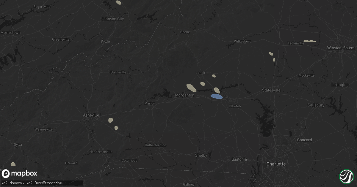 Hail map in Morganton, NC on August 17, 2026