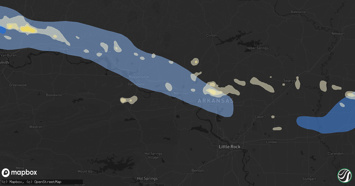 Hail map in Morrilton, AR on August 17, 2026