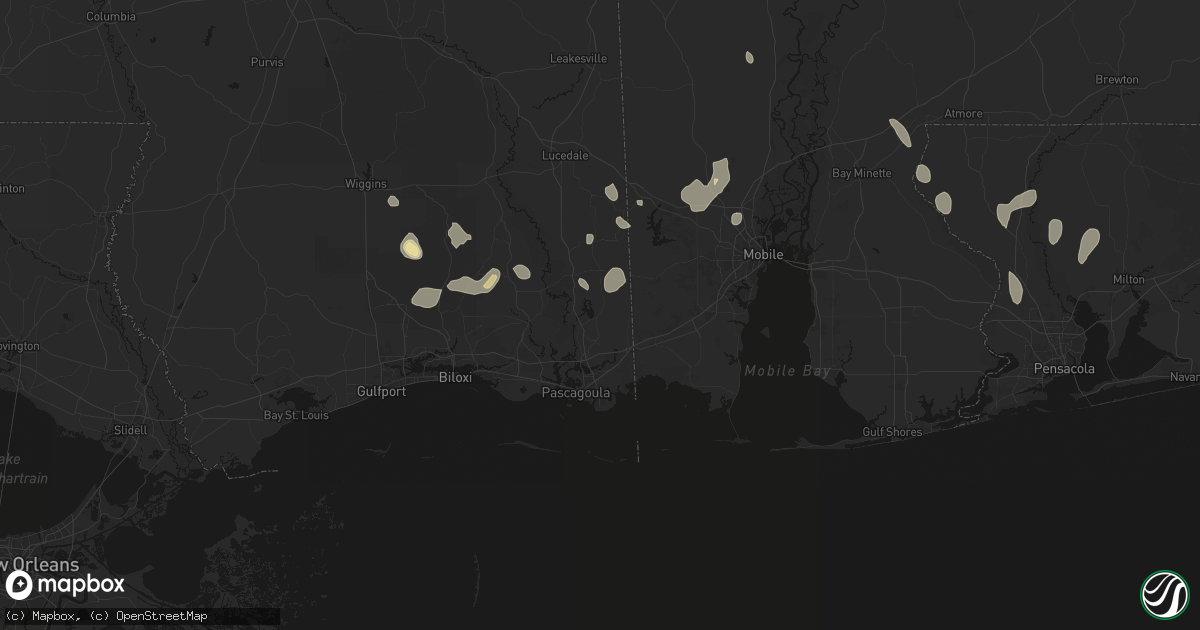 Hail map in Moss Point, MS on August 17, 2026