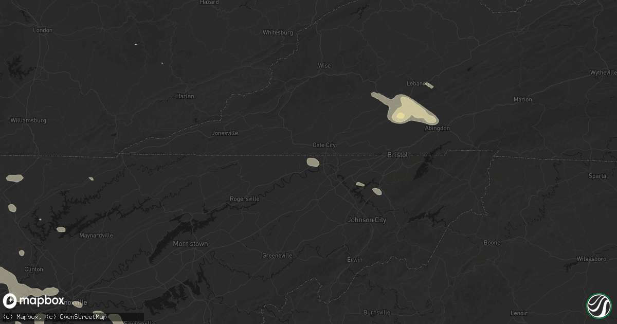 Hail map in Mount Carmel, TN on August 17, 2026