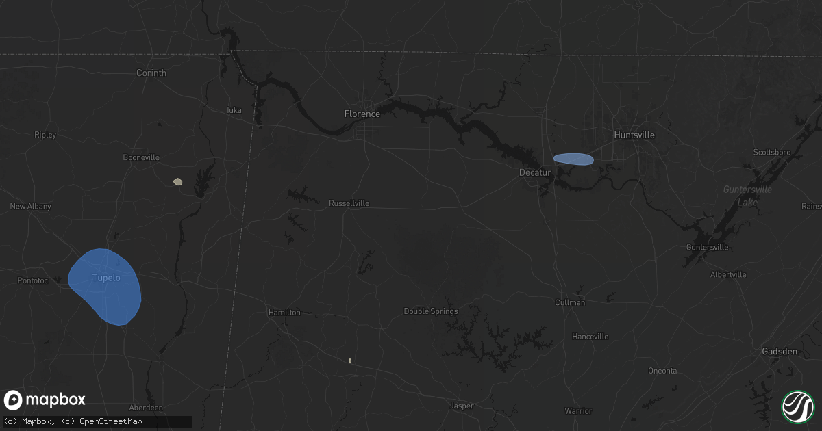 Hail map in Mount Hope, AL on August 17, 2026