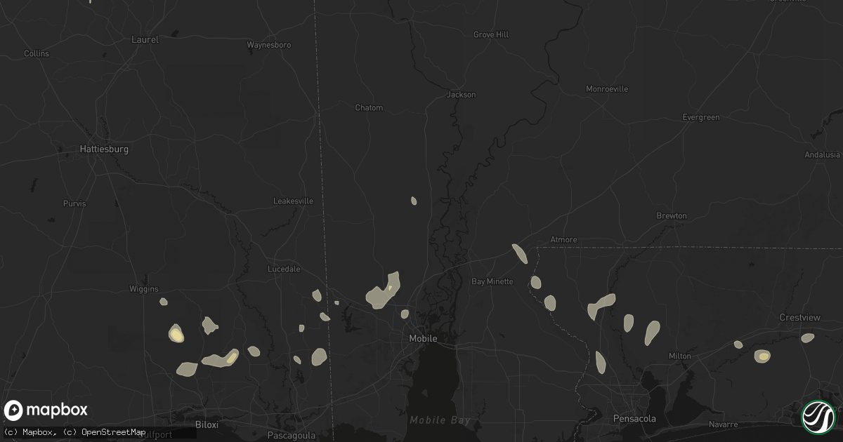 Hail map in Mount Vernon, AL on August 17, 2026