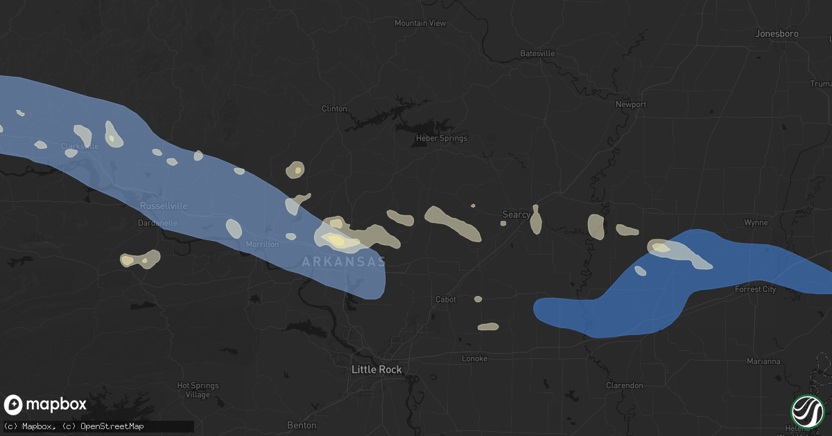 Hail map in Mount Vernon, AR on August 17, 2026