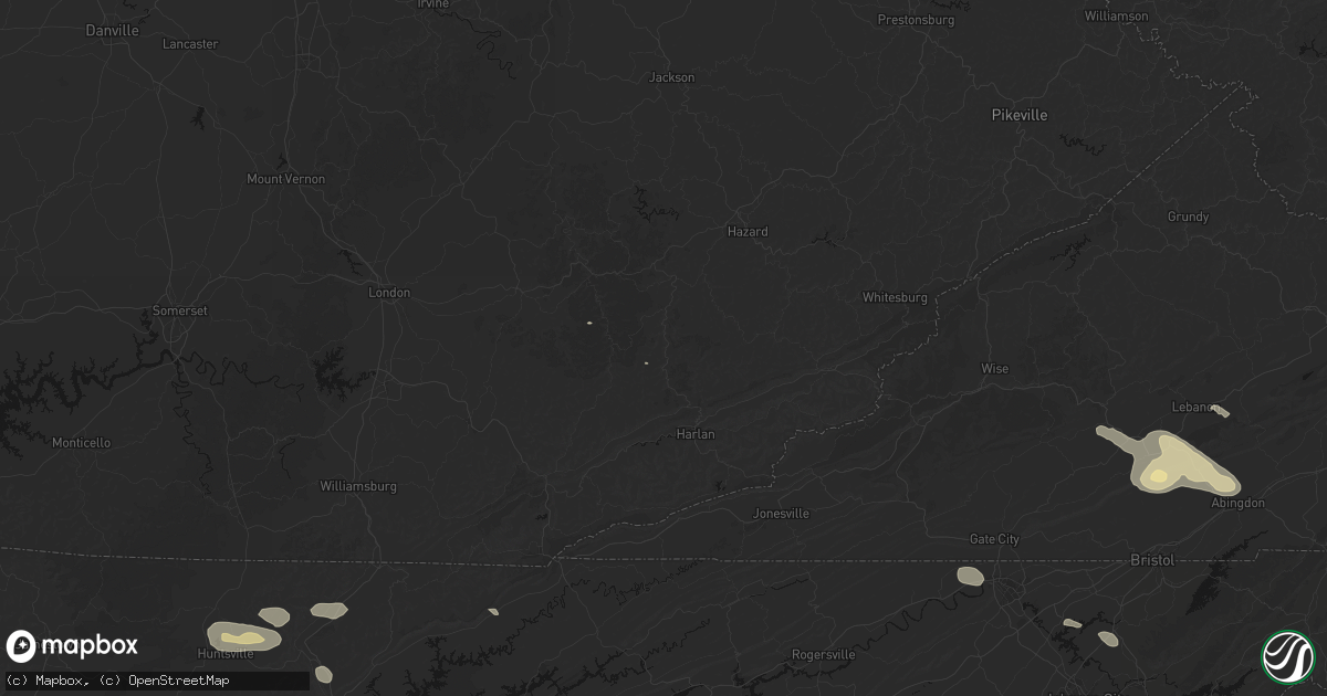 Hail map in Mozelle, KY on August 17, 2026