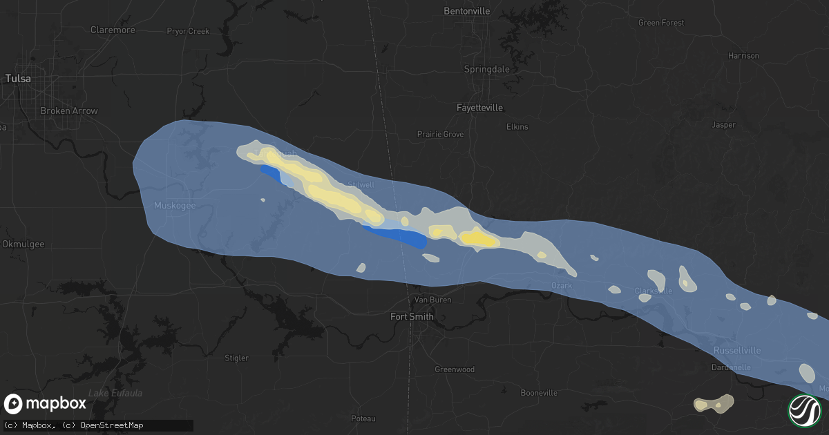 Hail map in Natural Dam, AR on August 17, 2026
