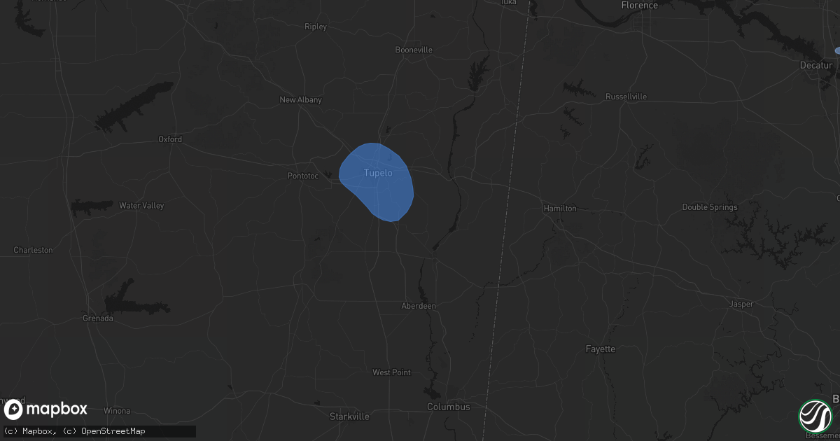 Hail map in Nettleton, MS on August 17, 2026