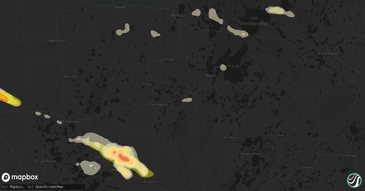 Hail map in Nevis, MN on August 17, 2026