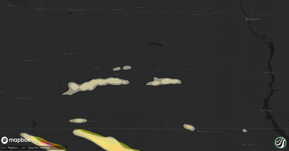 Hail map in New Leipzig, ND on August 17, 2026