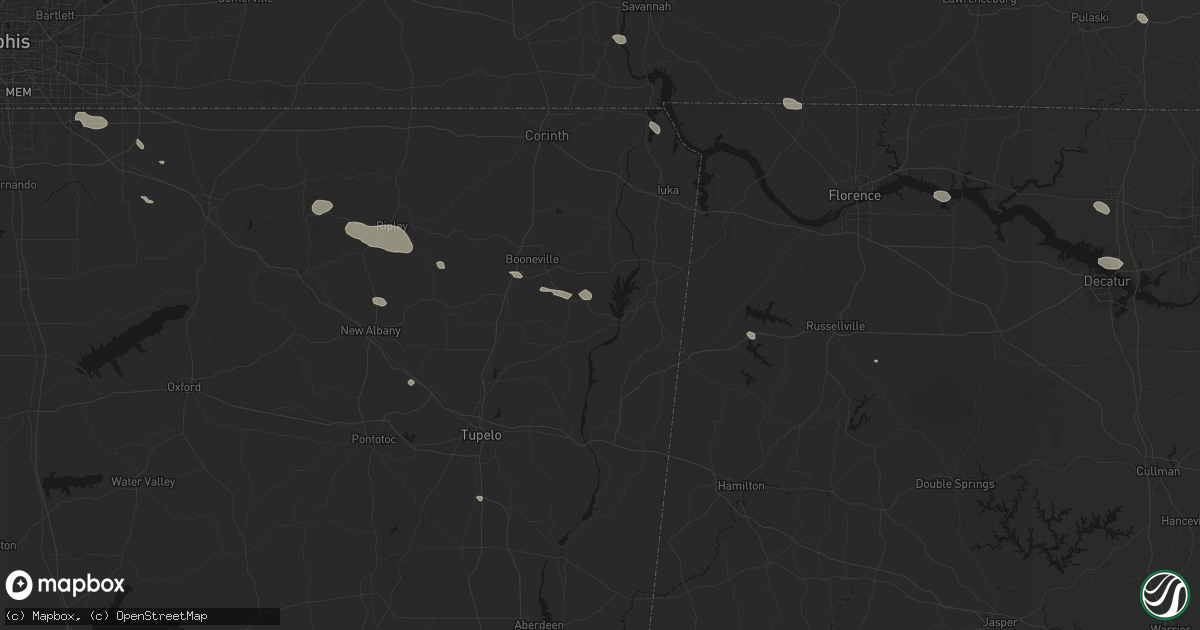 Hail map in New Site, MS on August 17, 2026