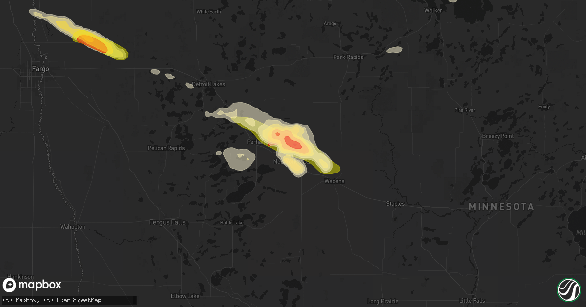 Hail map in New York Mills, MN on August 17, 2026